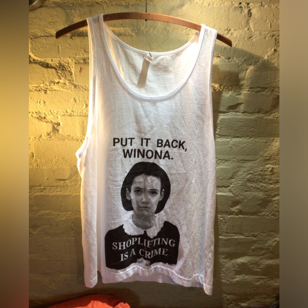 NEW! Los Angeles Apparel White Graphic Tank Top Put It Back' Slogan